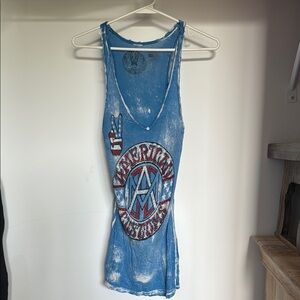 American Fighter Distressed Blue Tank